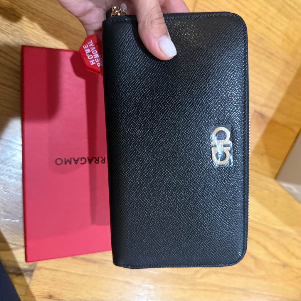 Salvatore Ferragamo Black Wallet With Silver Accents